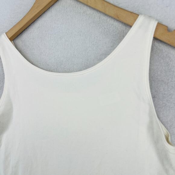 EILEEN FISHER Tank Top M Organic Cotton Stretch Jersey Scoop Neck Off White USA - Picture 7 of 12